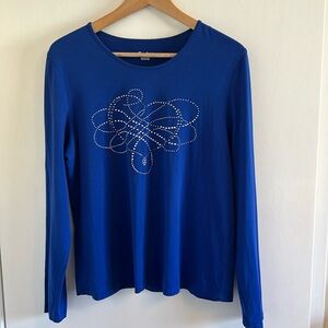 TanJay VGUC lovely soft blue long sleeved top with gem design ,